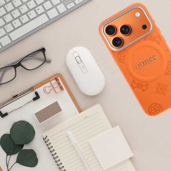 Dėklas Guess Peony Hot Stamp MagSafe Case for iPhone 17 Pro - Oranžinis aprašymas - Prekės nuotrauka