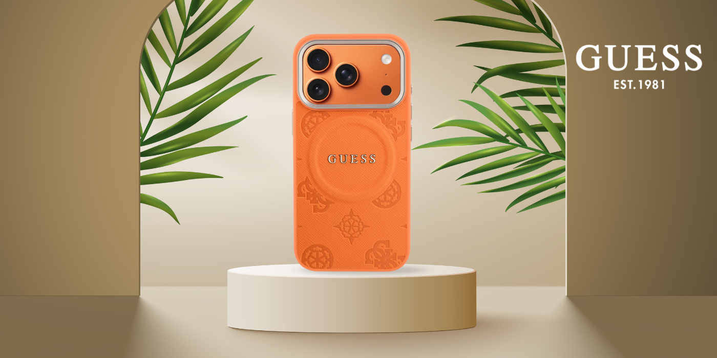Dėklas Guess Peony Hot Stamp MagSafe Case for iPhone 17 Pro - Oranžinis aprašymas - Prekės nuotrauka
