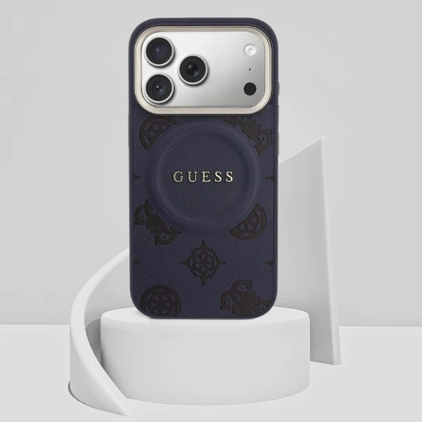 Dėklas Guess Peony Hot Stamp MagSafe Case for iPhone 17 Pro - Mėlyna aprašymas - Prekės nuotrauka
