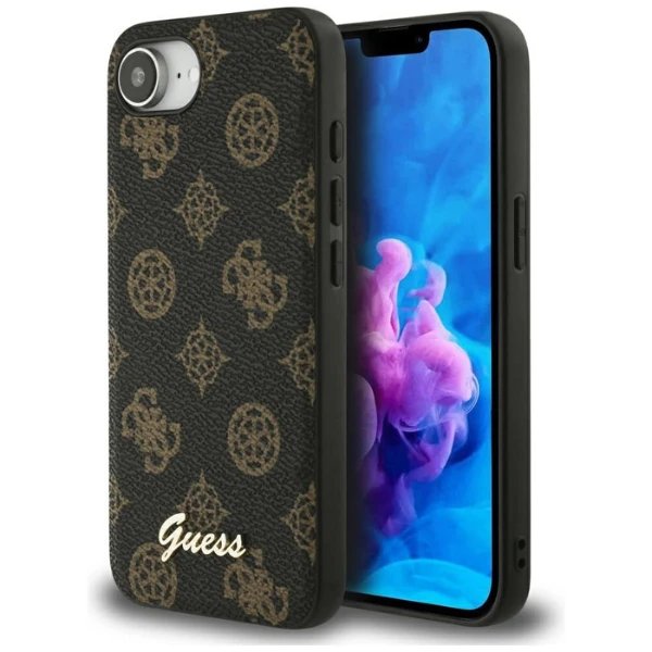Guess Peony Script Logo MagSafe iPhone 16e Dėklas Juodas aprašymas - Prekės nuotrauka