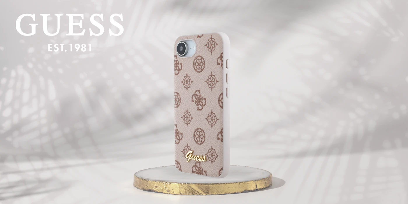 Guess Peony Script logotipas MagSafe iPhone 16e dėklas – rudas aprašymas - Prekės nuotrauka