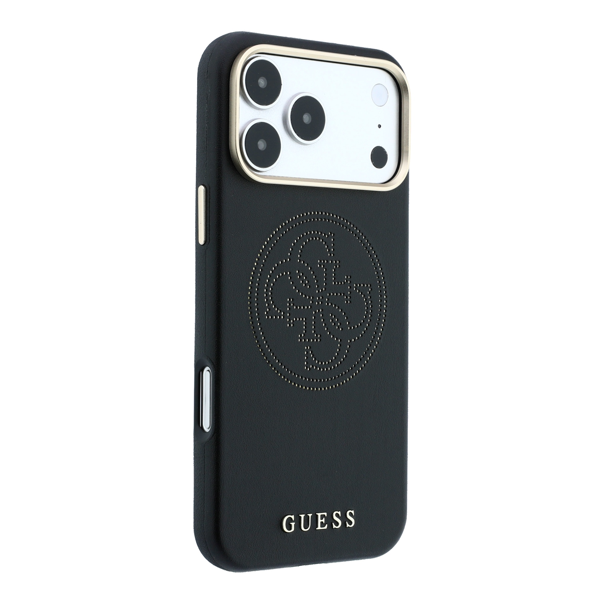 Dėklas Guess Perforated 4G Gold Logo Magsafe Case, skirtas iPhone 17 Pro / 18 Pro – juodos spalvos aprašymas - Prekės nuotrauka