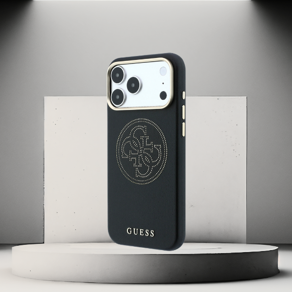 Dėklas Guess Perforated 4G Gold Logo Magsafe Case, skirtas iPhone 17 Pro Max / 18 Pro Max – Juoda aprašymas - Prekės nuotrauka