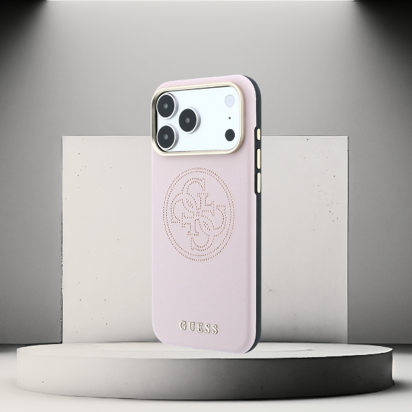 Dėklas Guess Perforated 4G Gold Logo Magsafe Case for iPhone 17 Pro Max / 18 Pro Max - Rožinė aprašymas - Prekės nuotrauka