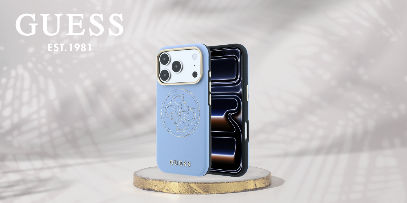 Dėklas Guess Perforated 4G Gold Logo Magsafe Case for iPhone 18 Pro / 17 Pro - Light Mėlyna aprašymas - Prekės nuotrauka