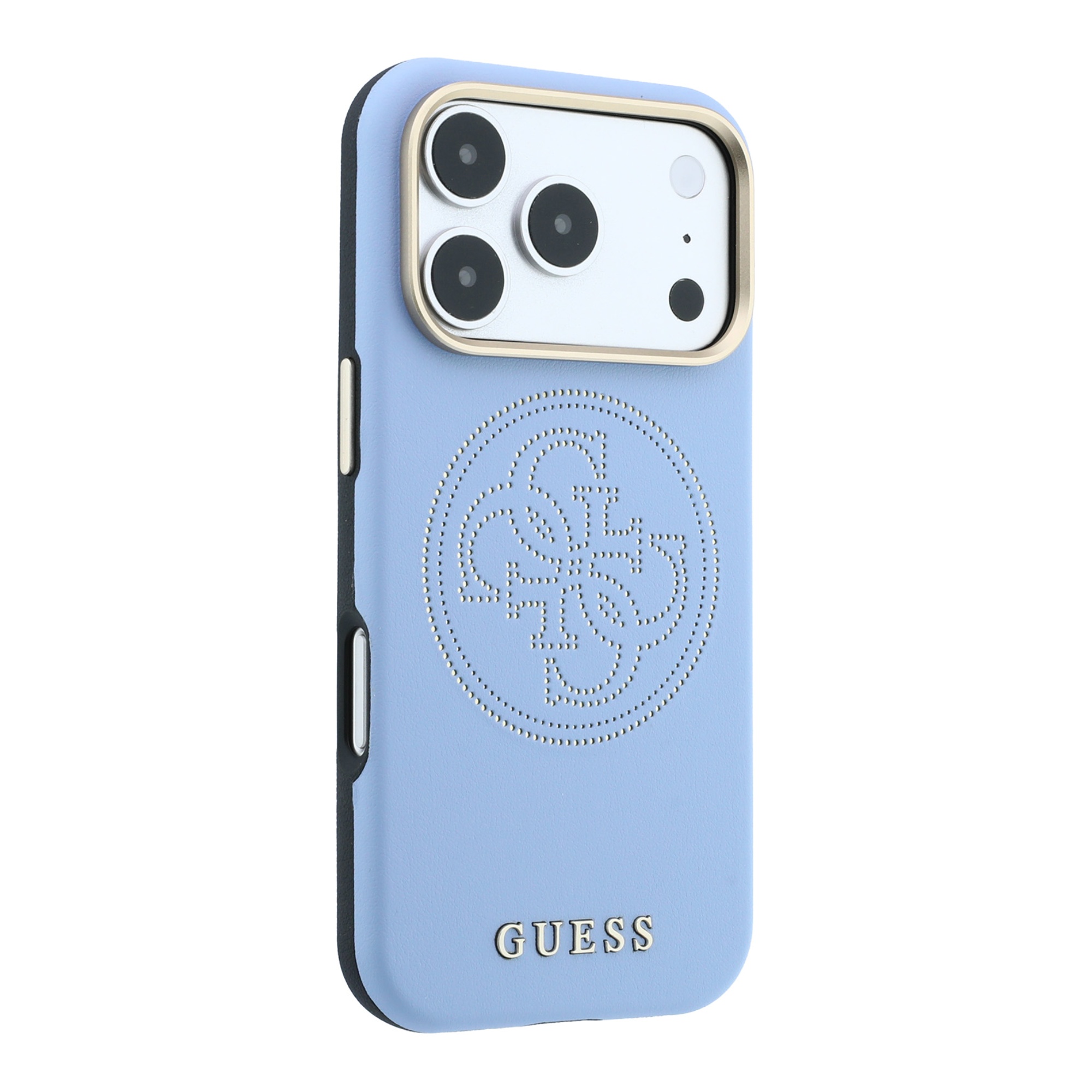Dėklas Guess Perforated 4G Gold Logo Magsafe Case for iPhone 18 Pro Max / 17 Pro Max - Light Mėlyna aprašymas - Prekės nuotrauka