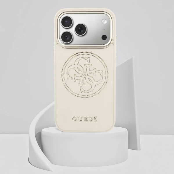 Dėklas Guess Perforated 4G MagSafe Case for iPhone 17 Pro Max - rusvai gelsvas aprašymas - Prekės nuotrauka