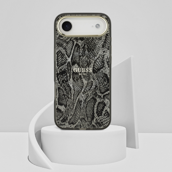 Guess Python Pattern MagSafe dėklas skirtas Apple iPhone Air juodos spalvos aprašymas - Prekės nuotrauka