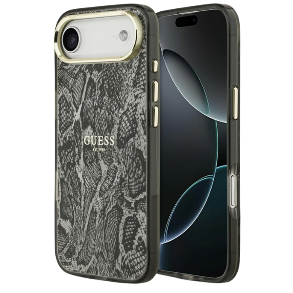 Guess Python Pattern MagSafe dėklas skirtas Apple iPhone Air juodos spalvos aprašymas - Prekės nuotrauka