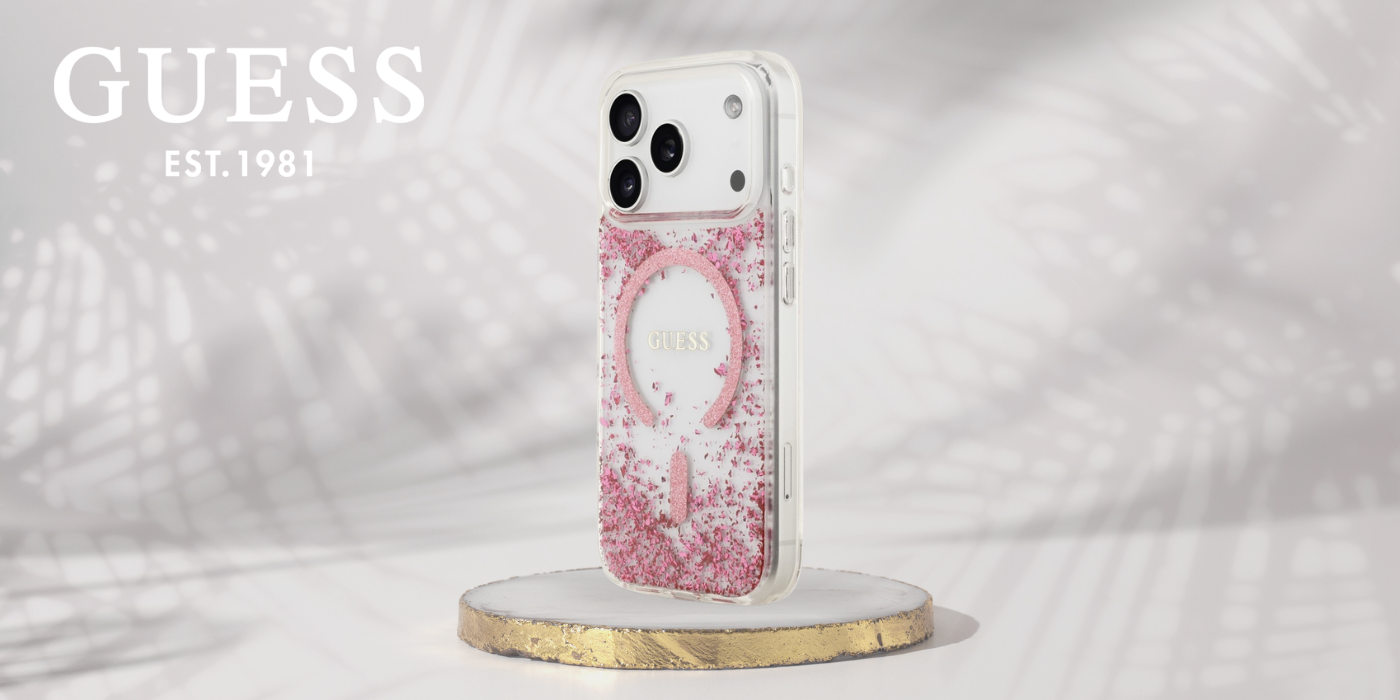 Dėklas Guess Resin Bottom Glitter MagSafe Case for iPhone 18 Pro / 17 Pro - Rožinė aprašymas - Prekės nuotrauka