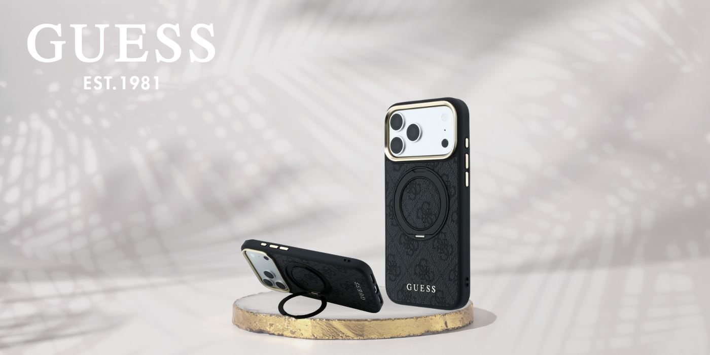 Dėklas Guess Ring Stand 360 4G Classic Logo MagSafe Case for iPhone 17 Pro / 18 Pro - Juodas aprašymas - Prekės nuotrauka