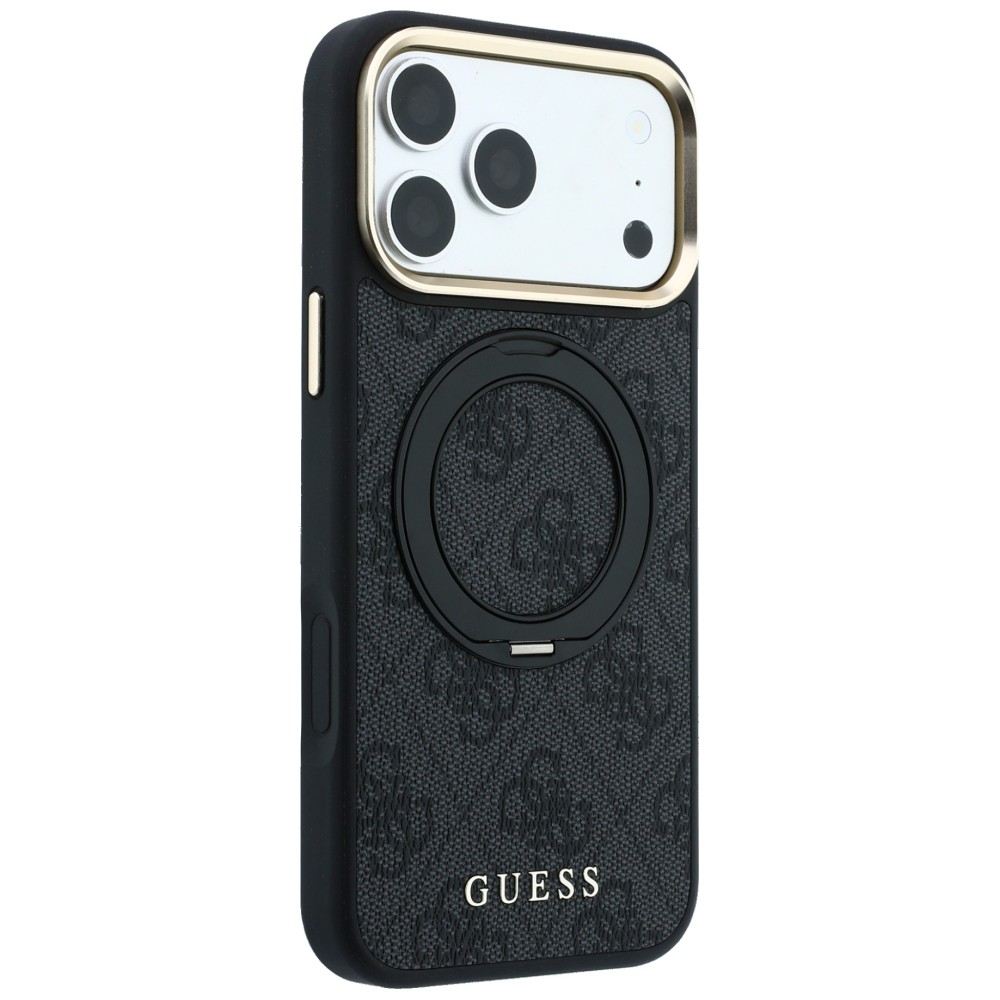 Dėklas Guess Ring Stand 360 4G Classic Logo MagSafe Case, skirta iPhone 17 Pro Max / 18 Pro Max - Juoda aprašymas - Prekės nuotrauka