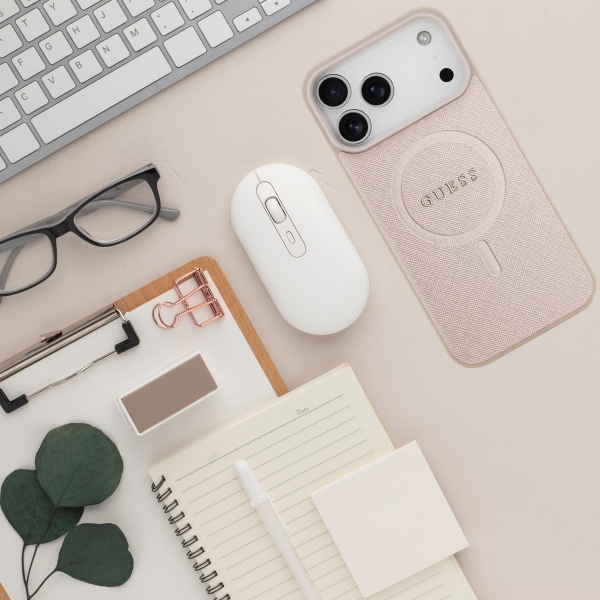 Dėklas Guess Saffiano Classic Logo MagSafe Case for iPhone 18 Pro Max / iPhone 17 Pro Max - Rožinė aprašymas - Prekės nuotrauka