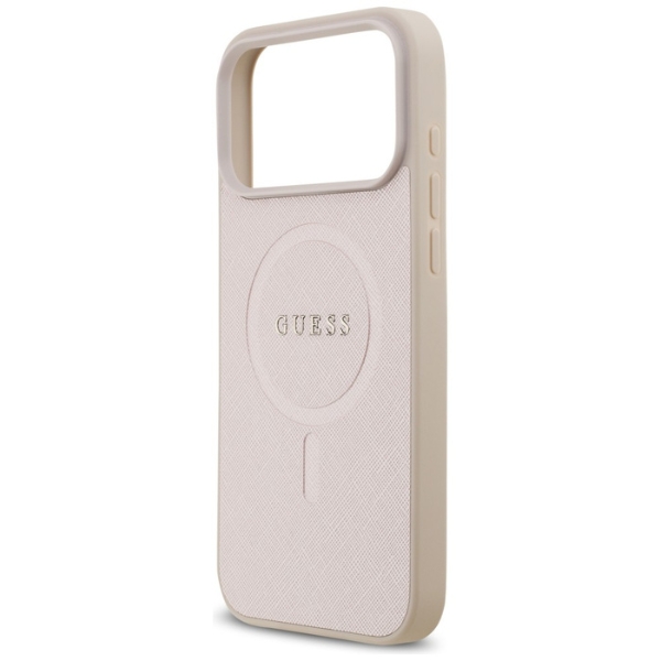 Dėklas Guess Saffiano Classic Logo MagSafe Case for iPhone 18 Pro Max / iPhone 17 Pro Max - Rožinė aprašymas - Prekės nuotrauka