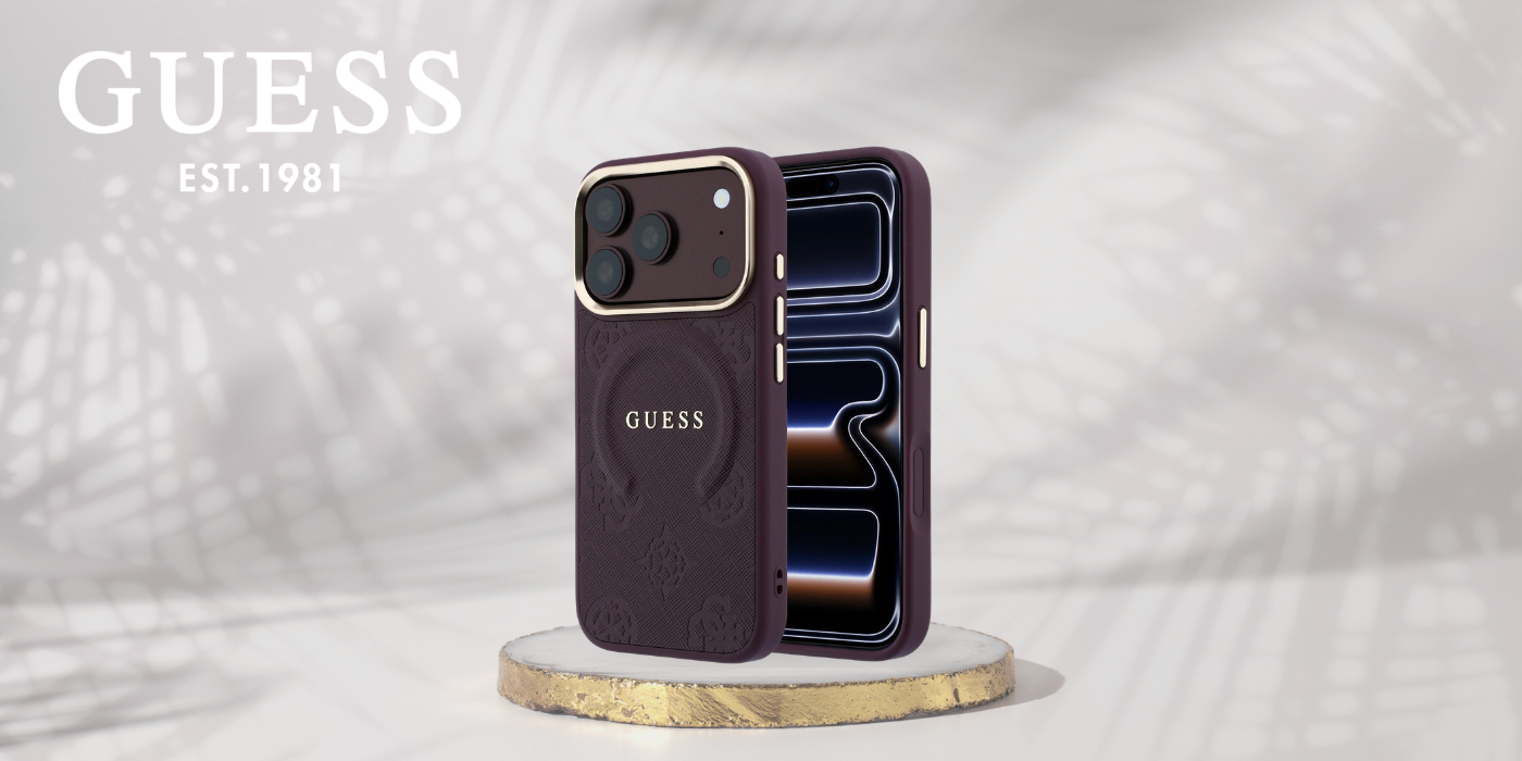 Guess Saffiano Peony & Ring MagSafe dėklas, skirtas iPhone 17 Pro / 18 Pro – bordo spalvos aprašymas - Prekės nuotrauka