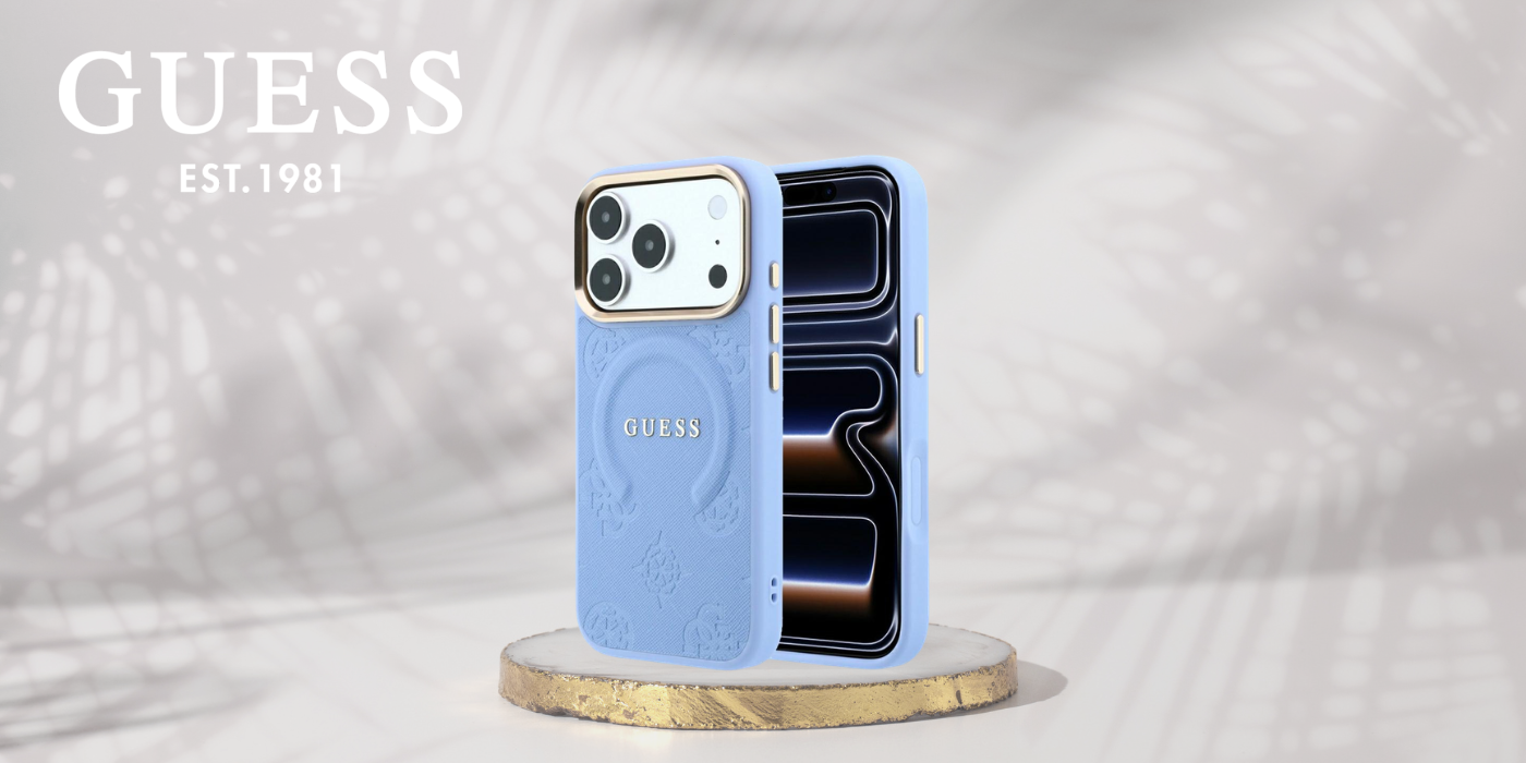 Dėklas Guess Saffiano Peony & Ring MagSafe case for iPhone 17 Pro / 18 Pro - šviesiai mėlyna aprašymas - Prekės nuotrauka