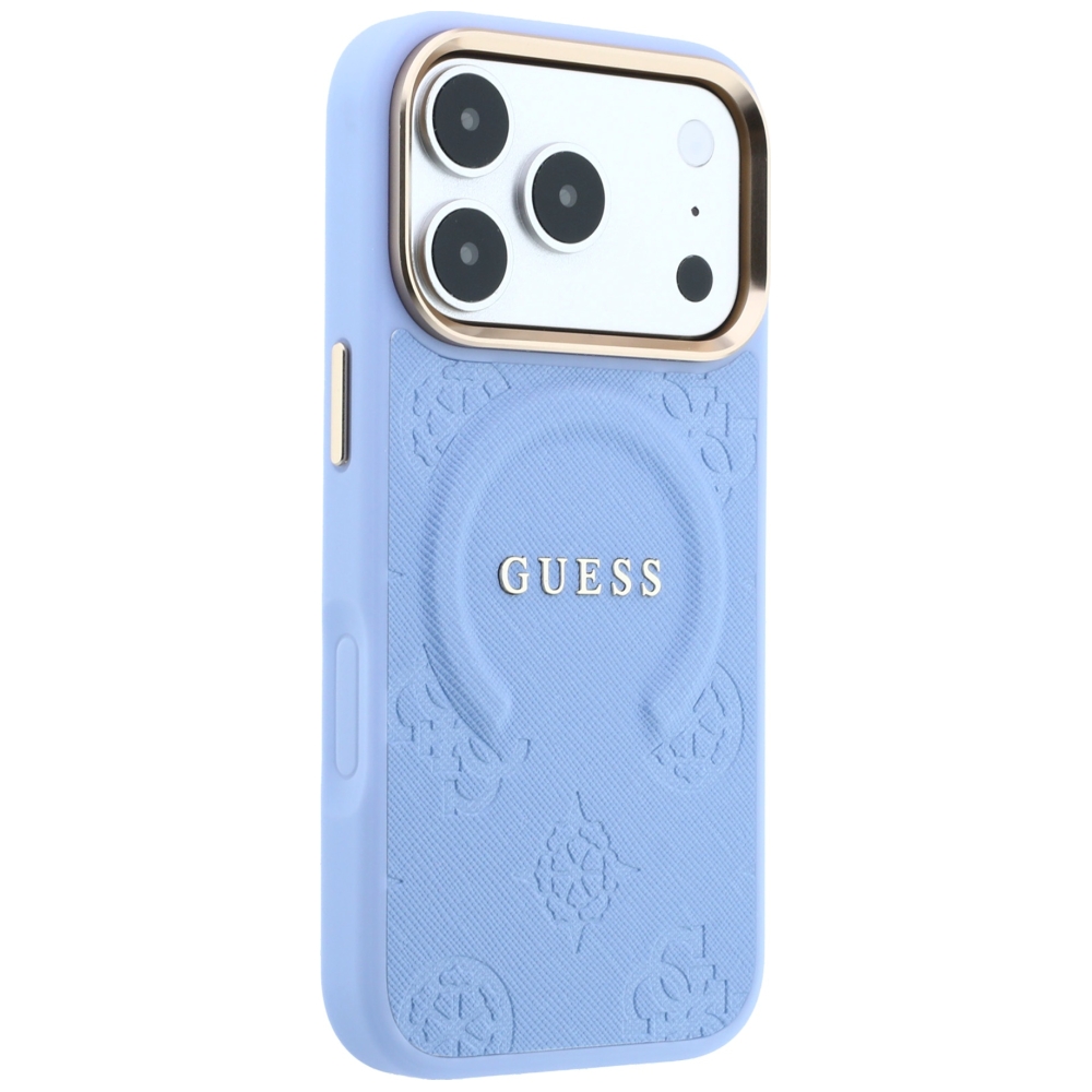 Guess Saffiano Peony & Ring MagSafe dėklas, skirtas iPhone 17 Pro Max / 18 Pro Max – šviesiai mėlynas aprašymas - Prekės nuotrauka