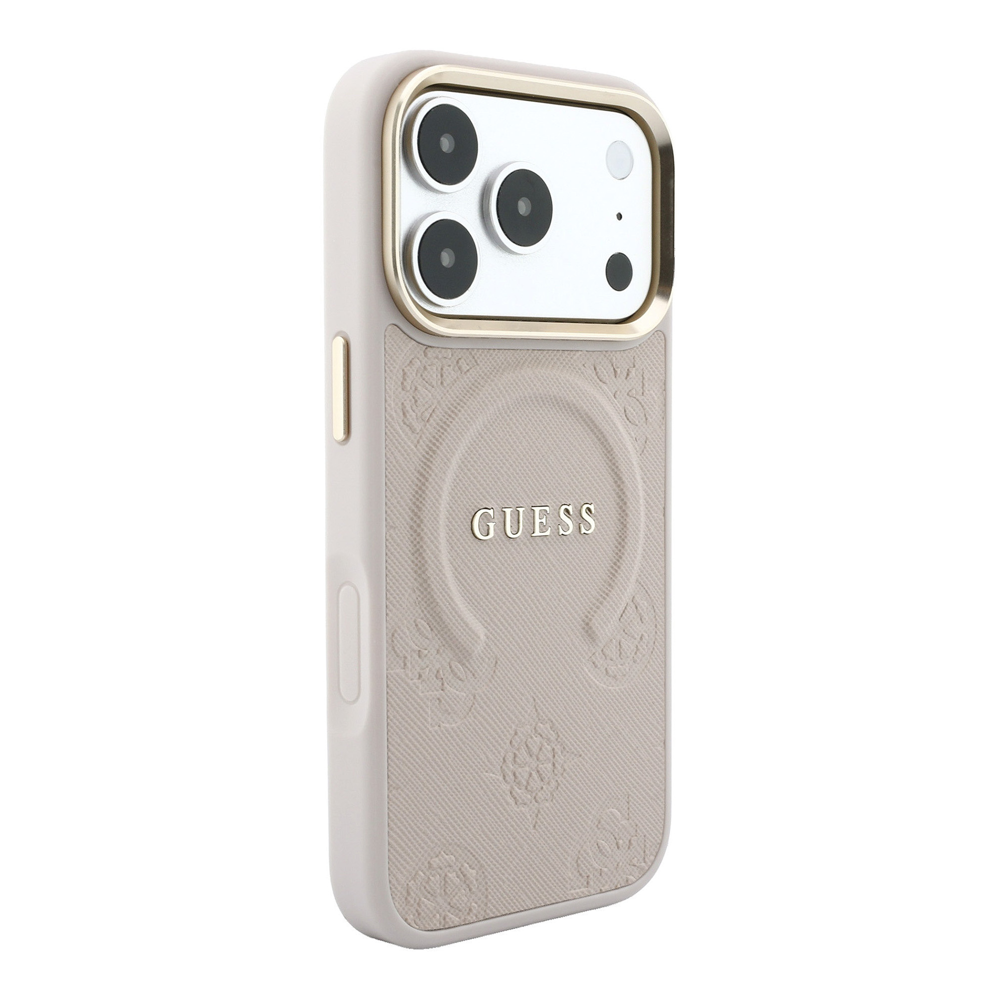 Guess Saffiano Peony & Ring MagSafe dėklas, skirtas iPhone 17 Pro / 18 Pro – rožinė aprašymas - Prekės nuotrauka
