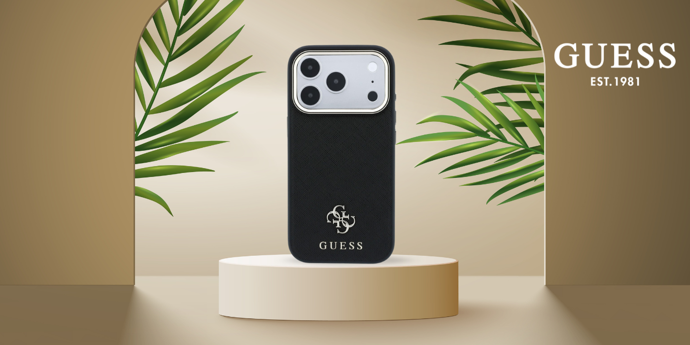 Dėklas Guess Saffiano Small 4G & Classic Logo MagSafe Case for iPhone 18 Pro / 17 Pro - Juodas aprašymas - Prekės nuotrauka