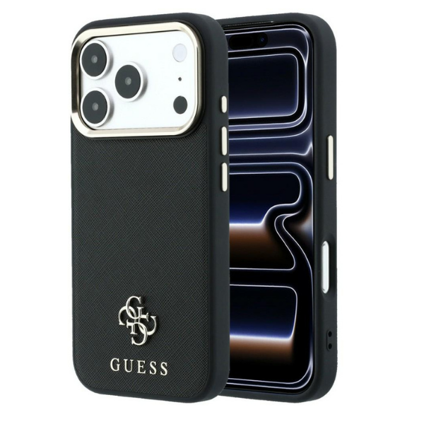 Dėklas Guess Saffiano Small 4G & Classic Logo MagSafe Case, skirtas iPhone 17 Pro Max / 18 Pro Max – Juoda aprašymas - Prekės nuotrauka