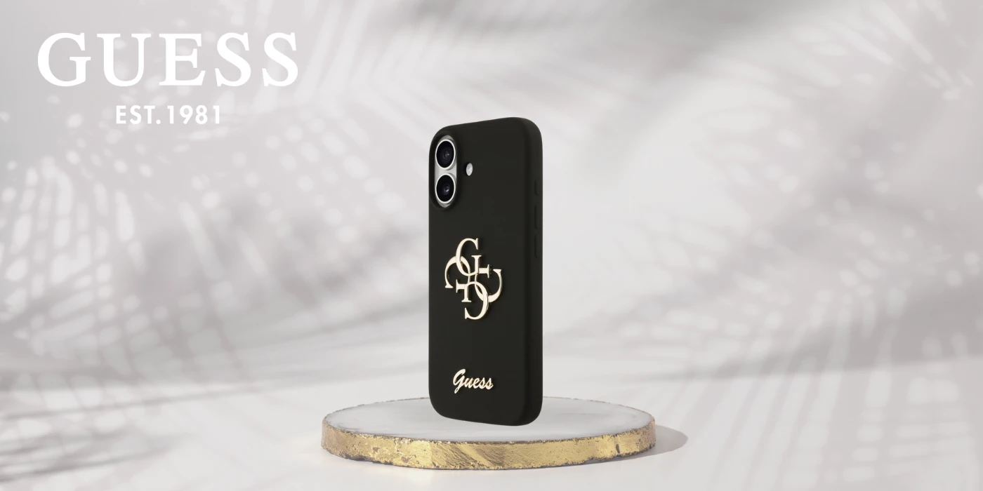 Guess Silicone Big 4G Script dėklas skirtas Apple iPhone 17 juodos spalvos aprašymas - Prekės nuotrauka