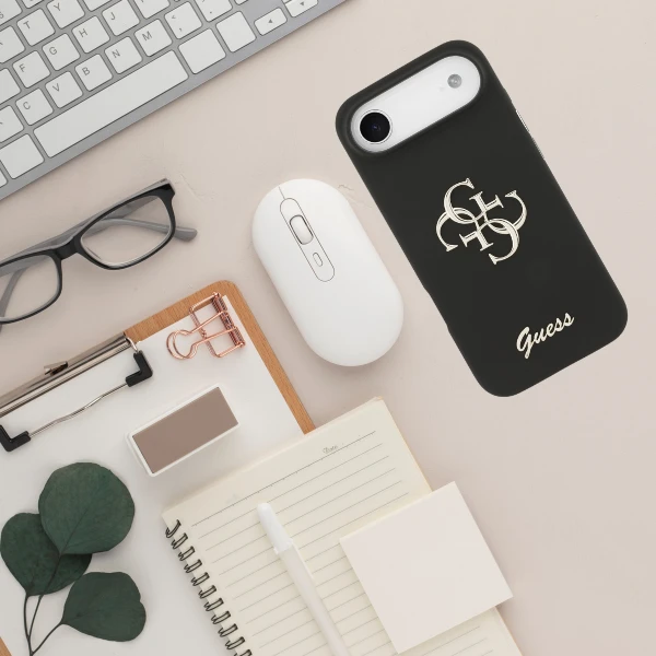 Dėklas Guess Silicone Big 4G Script case for iPhone Air - juodas aprašymas - Prekės nuotrauka