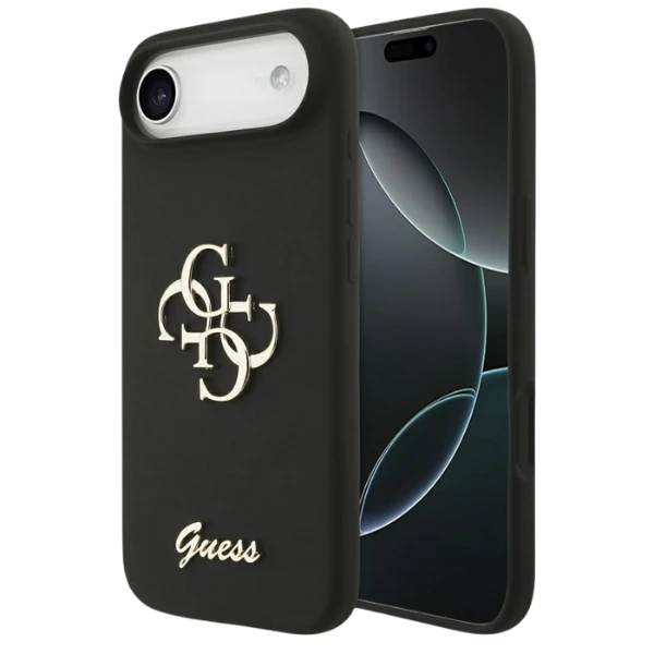 Dėklas Guess Silicone Big 4G Script case for iPhone Air - juodas aprašymas - Prekės nuotrauka
