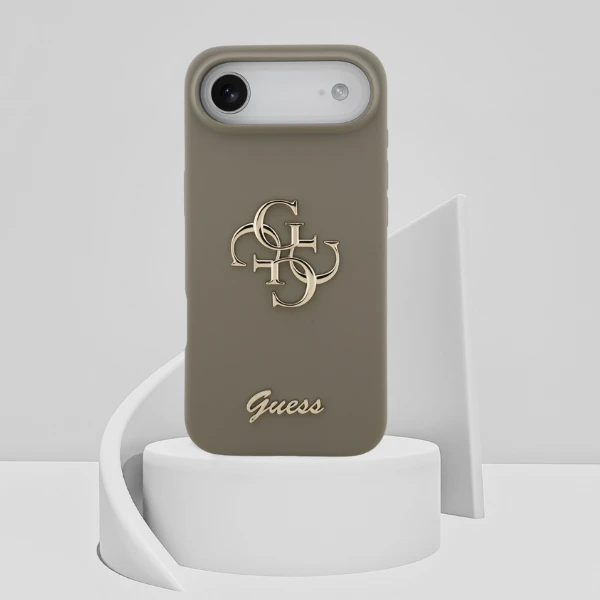 Dėklas Guess Silicone Big 4G Script Case for iPhone Air - Brown aprašymas - Prekės nuotrauka