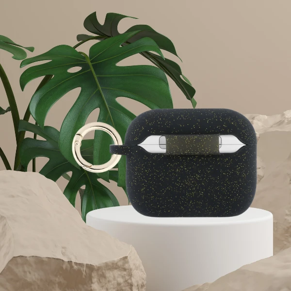 „Guess“ silikoninis blizgučių žiedinis dėklas, skirtas „AirPods Pro 3“ ausinėms - Juodas aprašymas - Prekės nuotrauka