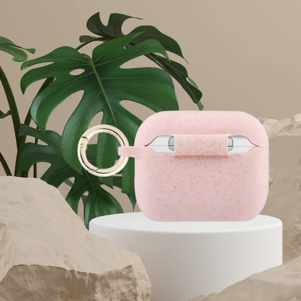 Guess silikoninis blizgučių žiedinis dėklas AirPods Pro 3 ausinėms - Rožinė aprašymas - Prekės nuotrauka