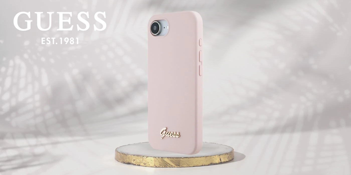 Dėklas Guess Silicone Script Metal Logo MagSafe iPhone 16e Case - Rožinė aprašymas - Prekės nuotrauka