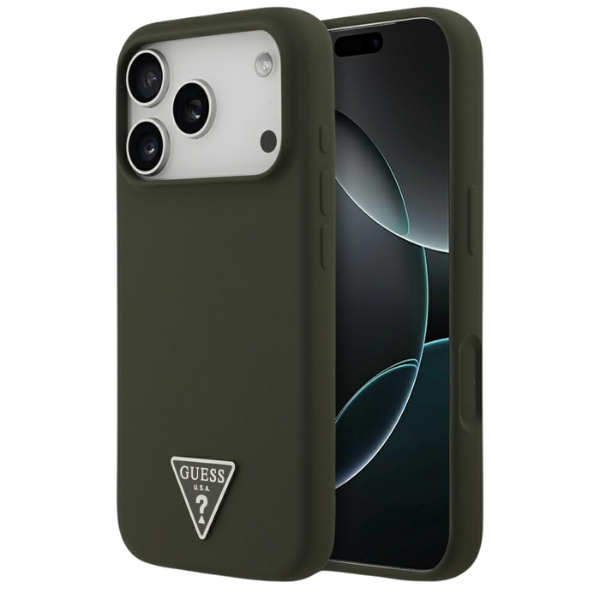 Dėklas Guess Silicone Triangle Logo MagSafe Case for iPhone 17 Pro - Žalias aprašymas - Prekės nuotrauka
