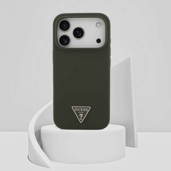 Dėklas Guess Silicone Triangle Logo MagSafe Case for iPhone 17 Pro - Žalias aprašymas - Prekės nuotrauka