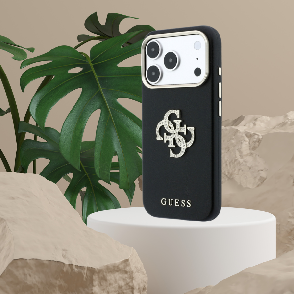 Dėklas Guess Smooth & Big Strass Logo Case for iPhone 18 Pro Max / 17 Pro Max - Juodas aprašymas - Prekės nuotrauka