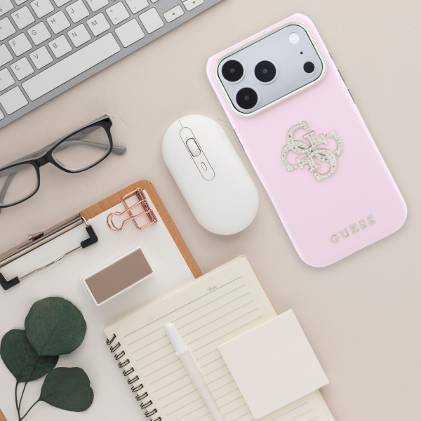 Dėklas Guess Smooth & Big Strass Logo Case for iPhone 18 Pro / 17 Pro - Rožinė aprašymas - Prekės nuotrauka