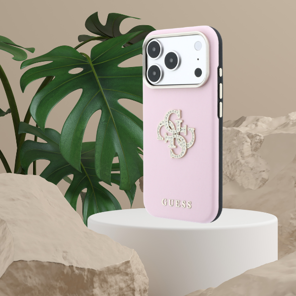 Dėklas Guess Smooth & Big Strass Logo Case for iPhone 18 Pro Max / 17 Pro Max - Rožinė aprašymas - Prekės nuotrauka