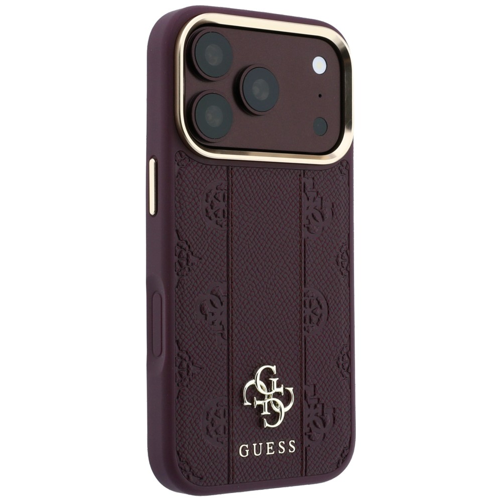 Guess Stripe Peony 4G Logo MagSafe dėklas, skirtas iPhone 18 Pro Max / 17 Pro Max – Burgundy aprašymas - Prekės nuotrauka