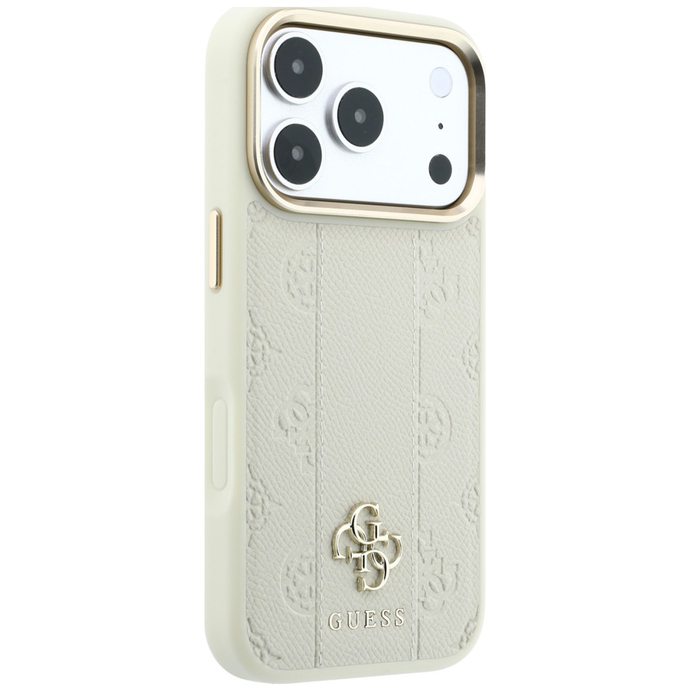 Dėklas Guess Stripe Peony 4G Logo MagSafe Case for iPhone 18 Pro / 17 Pro - rusvai gelsvas aprašymas - Prekės nuotrauka
