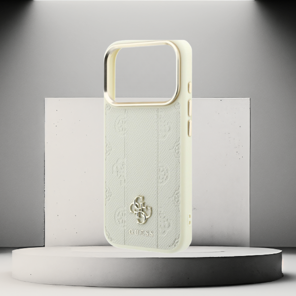 Dėklas Guess Stripe Peony 4G Logo MagSafe Case for iPhone 18 Pro / 17 Pro - rusvai gelsvas aprašymas - Prekės nuotrauka