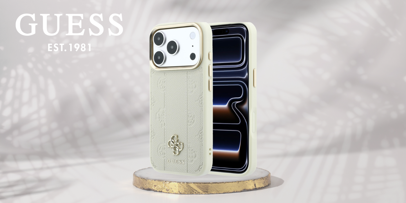 Dėklas Guess Stripe Peony 4G Logo MagSafe Case for iPhone 18 Pro / 17 Pro - rusvai gelsvas aprašymas - Prekės nuotrauka