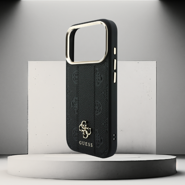 Guess Stripe Peony 4G Logo MagSafe dėklas, skirtas iPhone 17 Pro / 18 Pro - Juodas aprašymas - Prekės nuotrauka