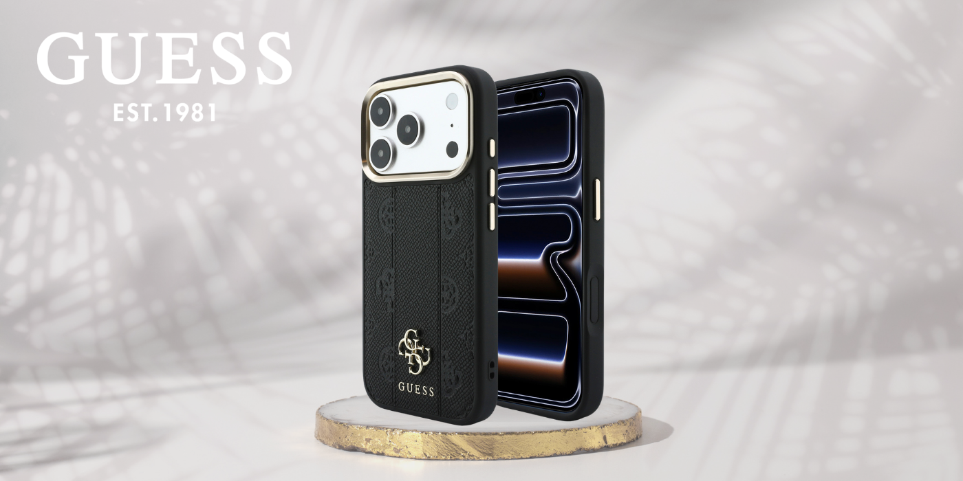 Guess Stripe Peony 4G Logo MagSafe dėklas, skirtas iPhone 17 Pro Max / 18 Pro Max – juodas aprašymas - Prekės nuotrauka