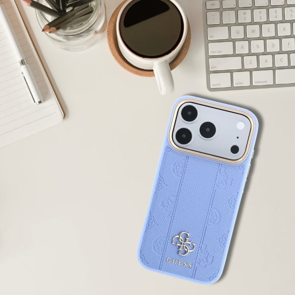 Dėklas Guess Stripe Peony 4G Logo MagSafe Case for iPhone 18 Pro / 17 Pro - Light Mėlyna aprašymas - Prekės nuotrauka