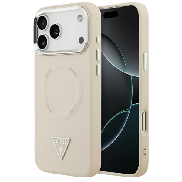 Dėklas Guess Triangle Logo MagSafe Case for iPhone 17 Pro - rusvai gelsvas aprašymas - Prekės nuotrauka