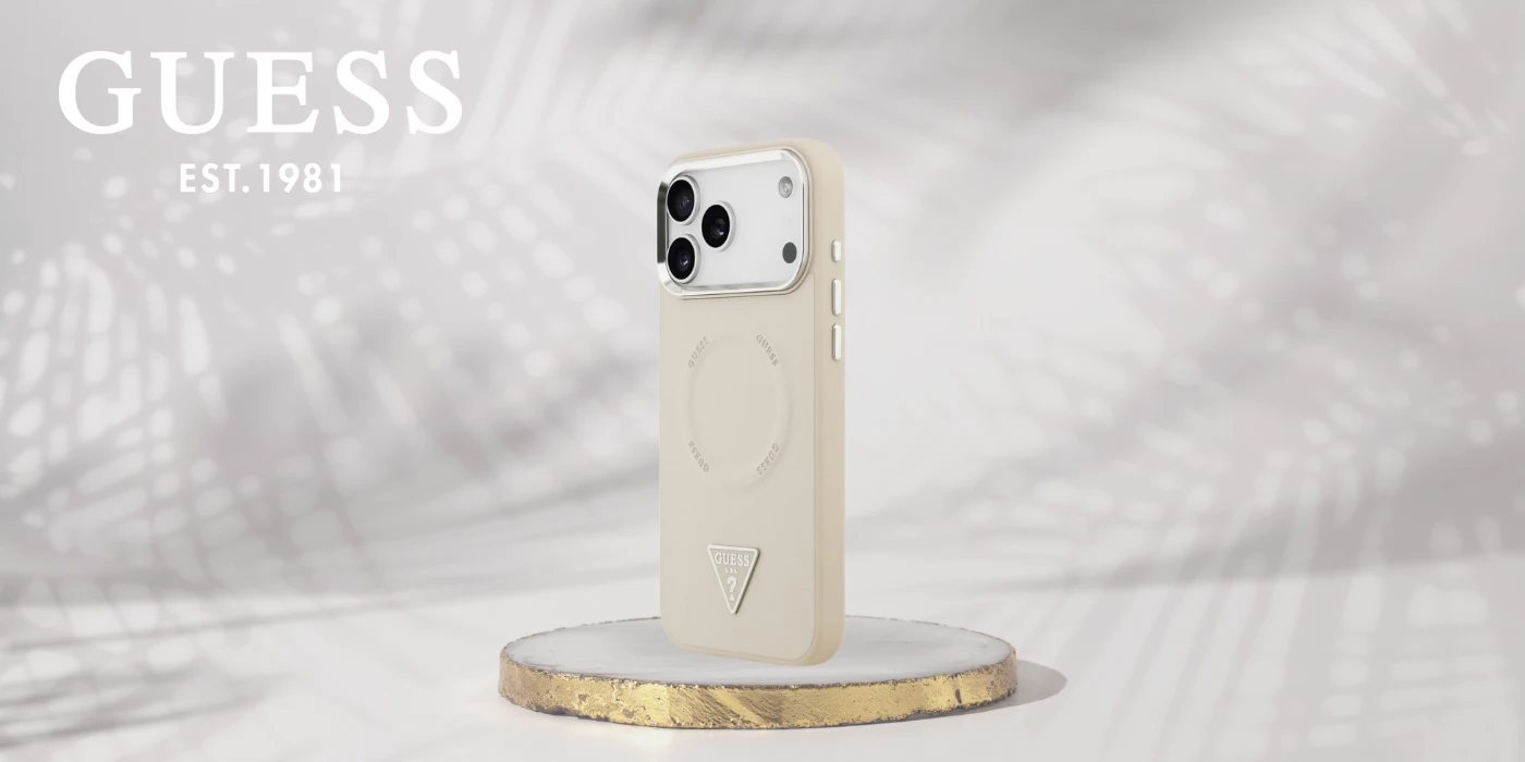 Dėklas Guess Triangle Logo MagSafe Case for iPhone 17 Pro - rusvai gelsvas aprašymas - Prekės nuotrauka