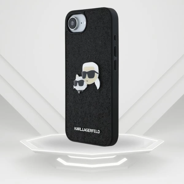Karl Lagerfeld iPhone 16e dėklas su fiksuotais blizgučiais ir metaliniais smeigtukais – Juodas aprašymas - Prekės nuotrauka Karl Lagerfeld iPhone 16e dėklas su fiksuotais blizgučiais ir metaliniais smeigtukais – Juodas aprašymas - Prekės nuotrauka
