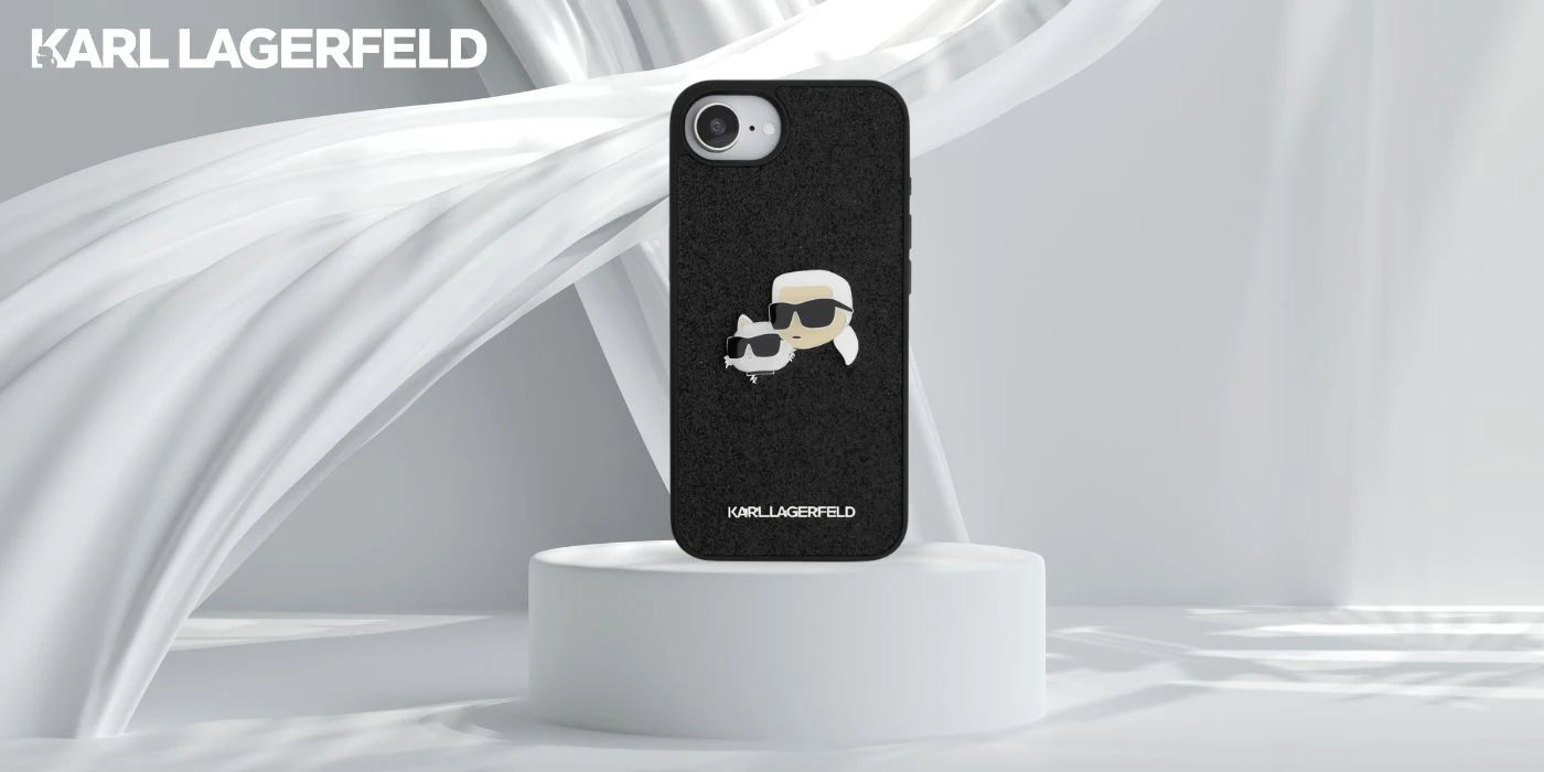 Karl Lagerfeld iPhone 16e dėklas su fiksuotais blizgučiais ir metaliniais smeigtukais – Juodas aprašymas - Prekės nuotrauka Karl Lagerfeld iPhone 16e dėklas su fiksuotais blizgučiais ir metaliniais smeigtukais – Juodas aprašymas - Prekės nuotrauka