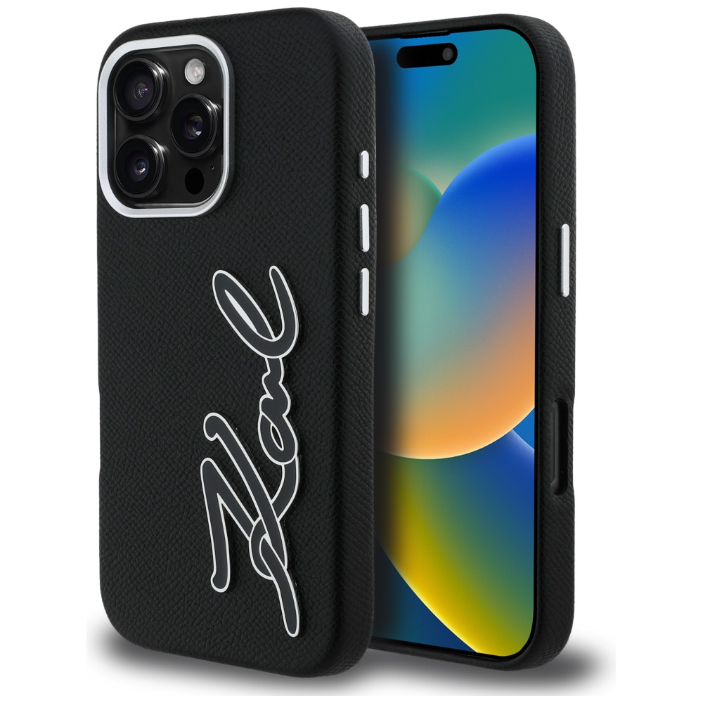Dėklas Karl Lagerfeld FW Grained Signature Logo iPhone 16 Pro Case - Juodas aprašymas - Prekės nuotrauka Dėklas Karl Lagerfeld FW Grained Signature Logo iPhone 16 Pro Case - Juodas aprašymas - Prekės nuotrauka
