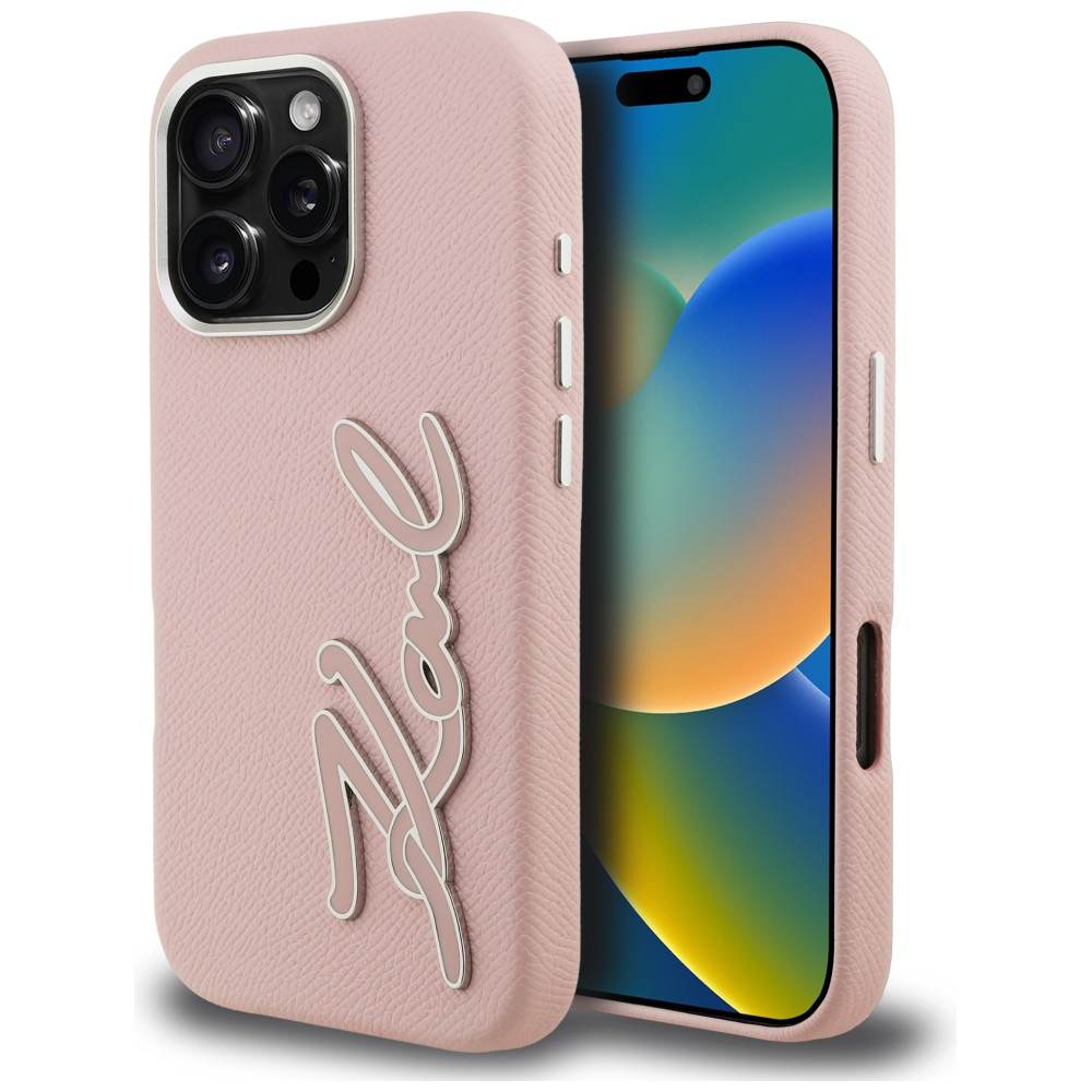 Dėklas Karl Lagerfeld FW Grained Signature Logo iPhone 16 Pro Case - Rožinė aprašymas - Prekės nuotrauka Dėklas Karl Lagerfeld FW Grained Signature Logo iPhone 16 Pro Case - Rožinė aprašymas - Prekės nuotrauka