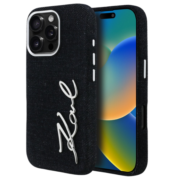 Dėklas Karl Lagerfeld FW Jeans Signature Logo iPhone 16 Pro Max Case - Juodas aprašymas - Prekės nuotrauka Dėklas Karl Lagerfeld FW Jeans Signature Logo iPhone 16 Pro Max Case - Juodas aprašymas - Prekės nuotrauka
